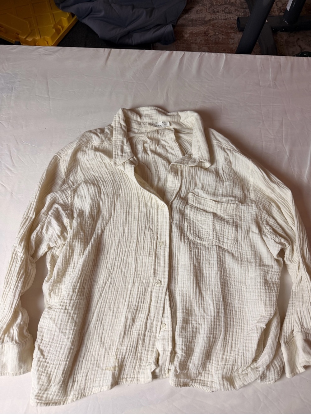 Oversized Lightweight white Cream Button-Up 100% cotton